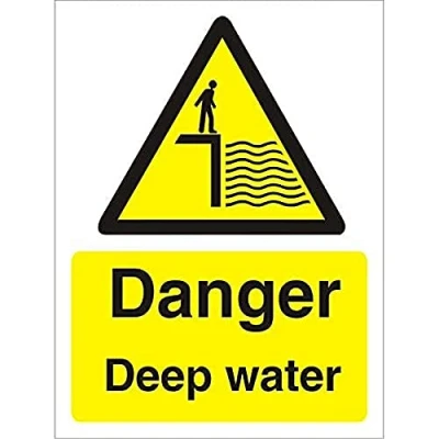 Image of Seco Danger Deep Water Sign, 200mm x 300mm 1mm Semi Rigid Plastic