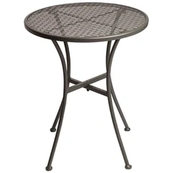 Image of Bolero Bistro Table Grey Steel Patterned Round Weather Resistant 600 mm