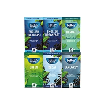 Image of Tetley Variety Pack Black Tea String &amp; Tag Individually Wrapped Envelopes ( 6x25)