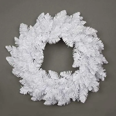 Image of SHATCHI Green/Black Imperial Pine Garland Christmas Holiday Xmas Home Office Fireplaces Stairs Decoration with Non Pre Lit (CW/WW/Multicolour LEDs), Plain White, 55cm Wreath