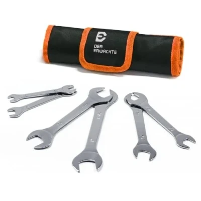 Image of Der Erwachte Super Thin Open End Wrench Set, SAE, 6 Piece, Including 3/8&quot;, 7/16&quot;, 1/2&quot;, 9/16&quot;, 5/8&quot;，11/16&quot;, 3/4&quot;, 13/16&quot;, 7/8&quot;, 15/16&quot;, 1&quot;, 1 1/16&quot;, Slim Set with Rolling Pouch