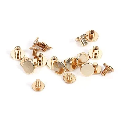 Image of Chicago Screws for Leather, 10 Sets Solid Brass Nail Rivets Stud Screw Screwback Leather Rivet Belt DIY Gold(6.5mm)