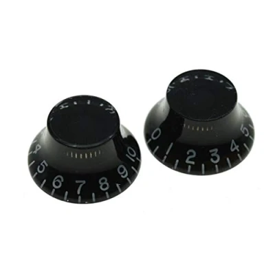 Image of KAISH Pack of 2 American Spec LP Guitar Bell Knobs 24 Fine Spline Top Hat for Les Paul with CTS Split Shaft Pots Black