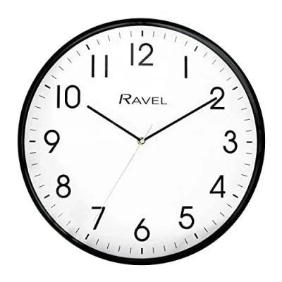 Image of Ravel Modern 40cm Office and Kitchen Wall Clock Analogue Quartz RWC.40.3 Black