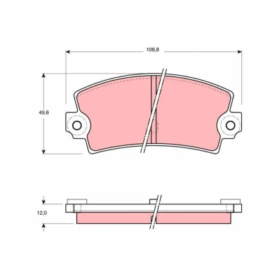 Image of 5888545, 791864, 82303076, 82315603 Brake pad set TRW GDB155 not prepared for wear indicator LANCIA: Beta H.P.E., Coupe, Saloon