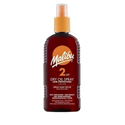 Image of Malibu Sun SPF 2 Non Greasy Dry Oil Spray for Tanning with Shea Butter Extract, Low Protection, Water Resistant, 200ml