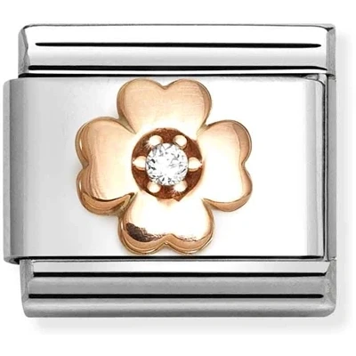 Image of Nomination Rose Gold White Four Leaf Clover