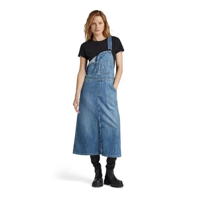 Image of G STAR RAW Women&#039;s Midi Dungaree Dress , blue (faded cliffside D24351 D536 G326), S