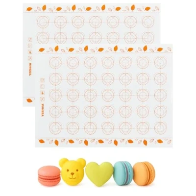 Image of Premium Silicone Baking Mat for Macarons, COOCANKE Large 15.7 x 11.8 Inch / 40 30 cm Non Stick Cooking Mats, Toxic Flexible Fiberglass Liner, Reusable Pastry Mat(2pcs)