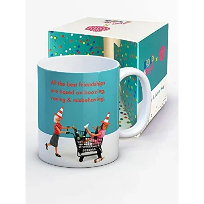 Image of Brainbox Candy Bold &amp; Bright Hilariously Funny Mugs &#039;Boozing Raving&#039; Cheeky Novelty Gifts Ideas for Ladies Women Friends Birthday Present Quality 10oz Stoneware Mug Gift Boxed