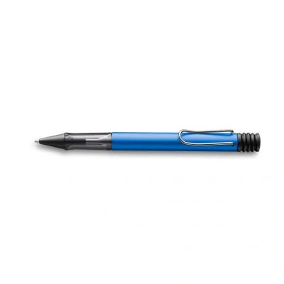 Image of Lamy AL star oceanblue Ballpoint Pen with transparent, ergonomic grip &amp; line width M lightweight aluminium body including large capacity refill 16 in black