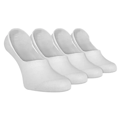 Image of Sock Snob 4 Pairs Bamboo No Show Invisible Low Cut Liner Socks for Men &amp; Women with Non Slip Silicone Grip (7 11 UK, White)