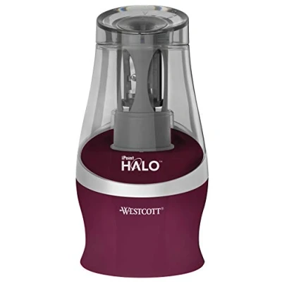 Image of Westcott iPoint HALO Battery Operated Pencil Sharpener dark red