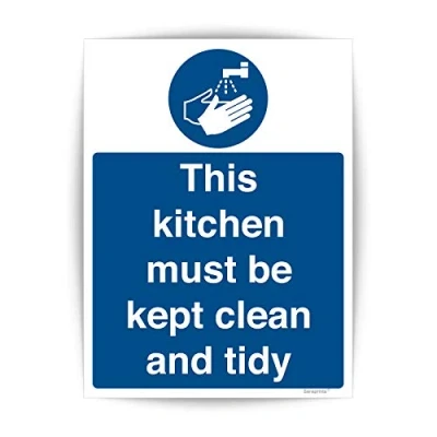 Image of Kitchen Signs Self Adhesive Vinyl Sticker Hygiene Catering Sign 150mm x 200mm V1105