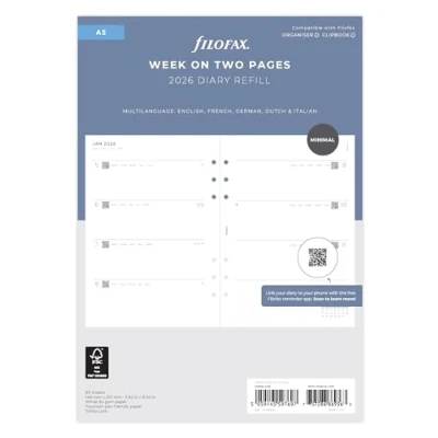 Image of Filofax A5 Minimal week on two pages 5 language 2026 diary 26 68590