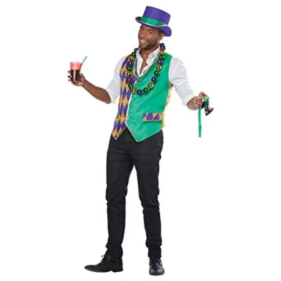 Image of California Costumes 60734S/M Mardi Gras Vest Kit Adult Man Sized Costumes, Multicolored, S/M