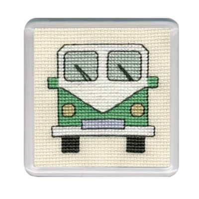 Image of Textile Heritage Counted Cross Stitch Kit Coaster Camper Van (Green)