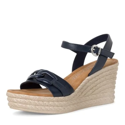 Image of MARCO TOZZI Women&#039;s 2 28310 42 Wedge Sandal, Navy, 7.5