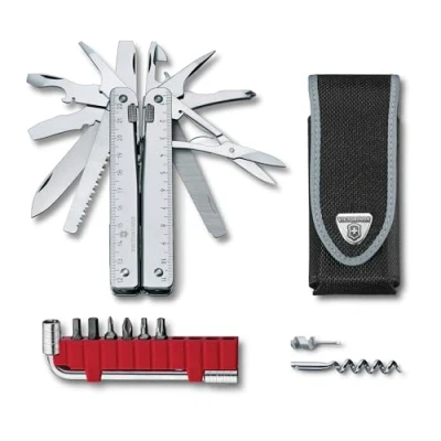 Image of Victorinox Swiss Tool X Plus Army Knife, Large, Multi Tool, 37 Functions, Locking Blade, Case, Silver
