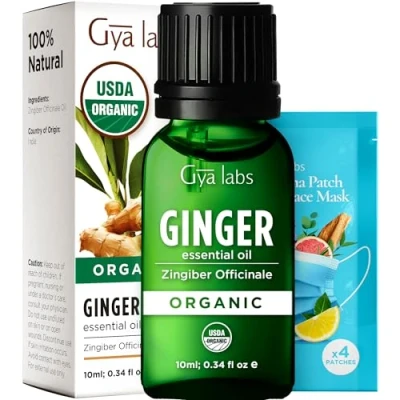 Image of Gya Labs Organic Ginger Oil for Body Comfort Natural Essential Hair, Skin &amp; Diffuser (10ml)