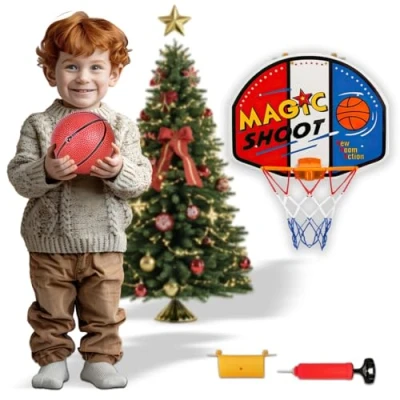 Image of kidoloop Kids Basketball Hoop with Hard PVC Backboard Pump and Ball Hanger Hook Indoor Outdoor Large Set Net Portable Sport Toys for Set, Design 1