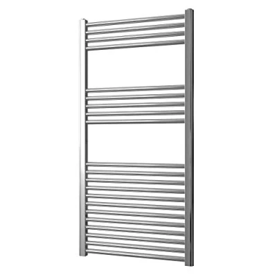 Image of Greened House Chrome Straight Heated Towel Rail 600mm wide x 1200mm high Flat Central Heating Radiator