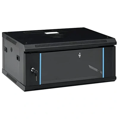 Image of &#039;vidaXL 4U Wall Mounted Network Cabinet 19&quot; Standard Equipment Compatible Black, Cold Rolled Steel Construction 600x450x285 mm with 70 kg Capacity