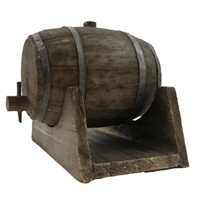Image of Dolls House Beer Barrel Whiskey Keg on Base Western Farm Bar Pub Camp Accessory