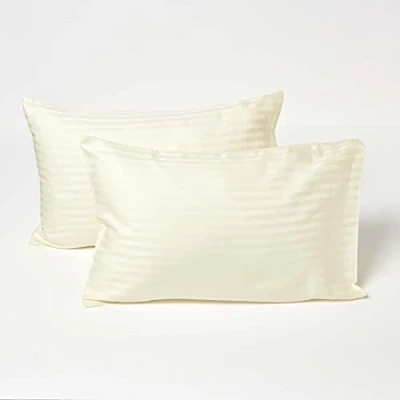 Image of HOMESCAPES Yellow Kid’s Pillowcases 60 x 40 cm 2 Pack 100% Egyptian Cotton Percale Soft Hypoallergenic Children’s Pillow Cases with Envelope Close Breathable Easy Care 330 TC 500 Thread Count Equiv