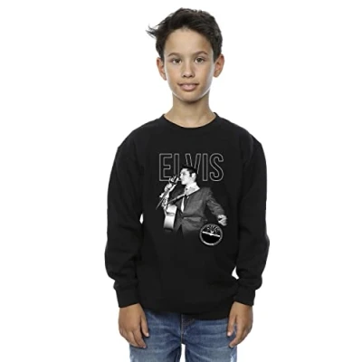 Image of Absolute Cult Elvis Boys Logo Portrait Sweatshirt Black 3 4 Years