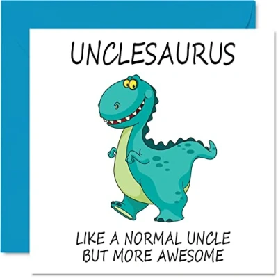 Image of Birthday Cards for Uncle Unclesaurus Card from Niece or Nephew, Happy Uncle, Dinosaur Gift, 145mm x Seasonal Funny Father&#039;s Day Greeting Gifts