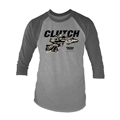 Image of Clutch &#039;Pure Rock Wizards&#039; (Grey) 3/4 Length Sleeve Raglan Baseball Shirt (xx Large)