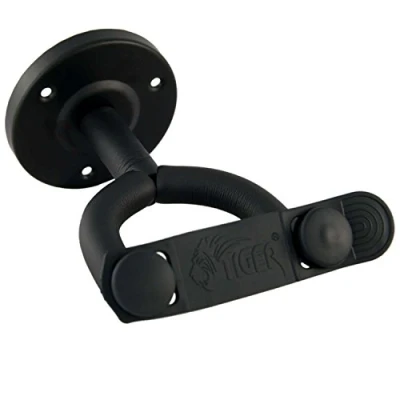 Image of TIGER GST42 BK Guitar Wall Hangers Secure Mount Hook with Optional Securing Strap