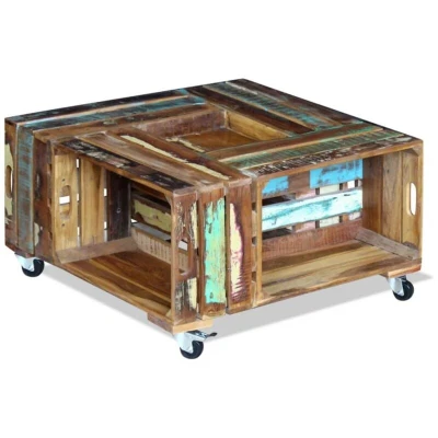Image of vidaXL Coffee Table Solid Reclaimed Wood 70x70x35 cm