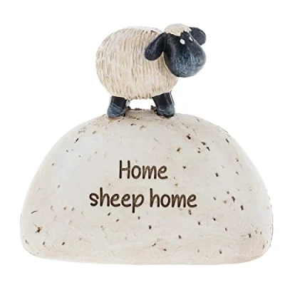Image of Shudehill Giftware Cute sheep resin figurines with different heartfelt messages on the stone effect base (Home home)