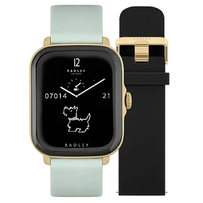 Image of Radley Series 20 Smart Calling Watch with interchangeable Black Silicone and Eucalyptus Leather Straps RYS20 2126 SET