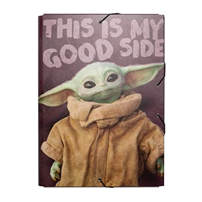 Image of Grupo Erik The Mandalorian A4 File Folder 13.4 x 10 inches 34 25.5 cm 3 Flap Document Organizer School Baby Yoda Star Wars Gifts