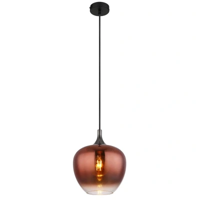 Image of Maxy 24cm Dome Pendant Ceiling Light Matt Black Copper Glass Shade 1x E27