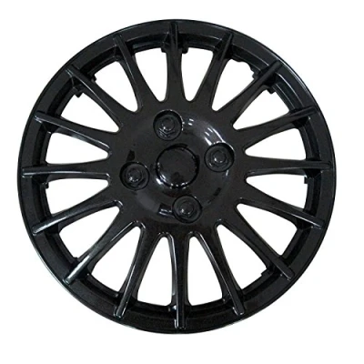 Image of XtremeAuto® 14&#039;&#039; Race Sport Black Car Wheel Trim Hub Cap Covers Multi Spoke Includes Chrome Valve Caps and Cable Ties