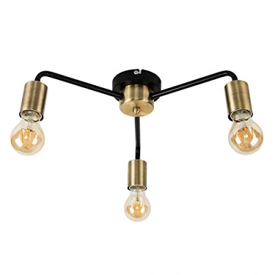 Image of MiniSun Steampunk Style Antique Brass &amp; Matt Black 3 Way Ceiling Light Fitting