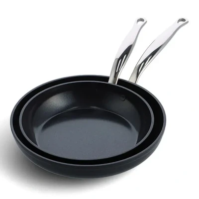 Image of GreenPan Barcelona Pro Aluminium Non Stick 24cm &amp; 28cm Frying Pan Set with Protector Sheet