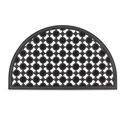 Image of Relaxdays Semi Circle Round Doormat made of Rubber Anti Slip &amp; Weather Proof from Rain and Snow Floor Mat for Hallway, Balcony, Patio, Veranda Doorways, Half Moon Black