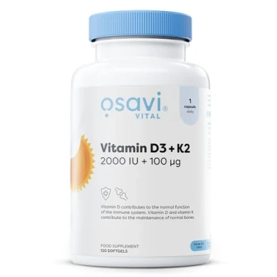 Image of Osavi Vitamin D3 + K2, 2000IU 100mcg 120 softgels