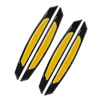 Image of WeFoonLo 4pcs Black Carbon Fiber Auto Car Door Bump Protector Sticker for SUV Pickup Truck (Yellow)