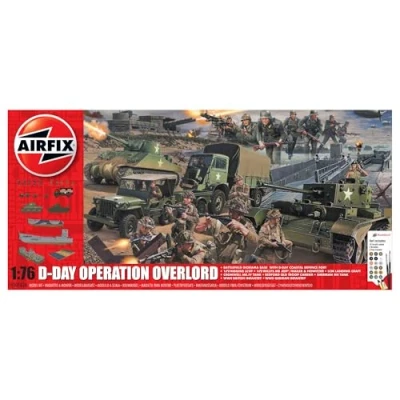 Image of Airfix Diorama Model Building Kits D Day Operation Overlord Miniature Craft Kit, 1/72 Scale Plastic for Adults, Incl. Boat Models, Tanks, Base &amp; Figures Military Gifts Men