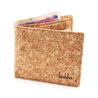 Image of Boshiho Cork Wallet, RFID Blocking Vegans Wallet for Men &amp; Women Slim Design Bifold Purse with Coin Pocket Card Slots Vegetarian Gift (Cork)
