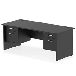 Image of Impulse 1800x800 Desk Black Top Panel End 2x2 Drawer Fixed Ped