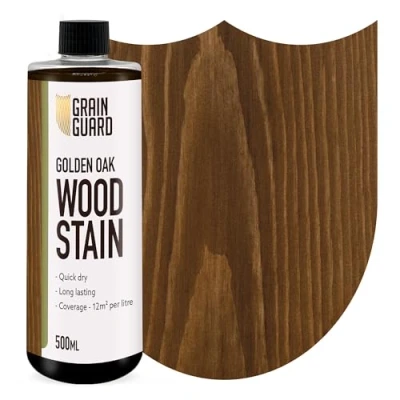 Image of GRAIN GUARD Wood Stain Golden Oak 500ml Water Based &amp; Low Odour Eco Friendly and Non Toxic Interior Furniture Easy Application Quick Drying