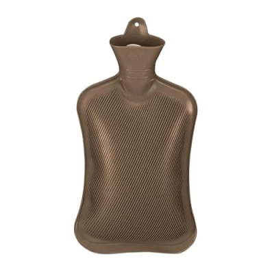 Image of Hot Water Bottle, 2 Litre, without Cover, Children &amp; Adults, Rubber, with screw cap, Pain Relief, Brown Relaxdays