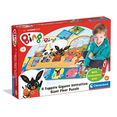 Image of Clementoni Bing Il Giant Rug Puzzle Children 24 Maxi Pieces with Interactive Pen, Educational Game 3 Years Made in Italy, Mat Colour, 16400